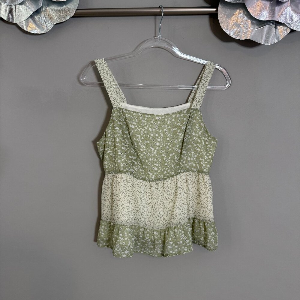 NWOT Green & White Floral Tank